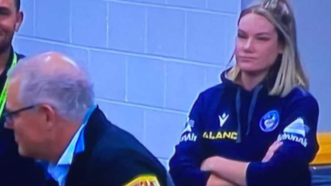 Tahleya Eggers was captured on video looking less than impressed with Prime Minister Scott Morrison's visit.