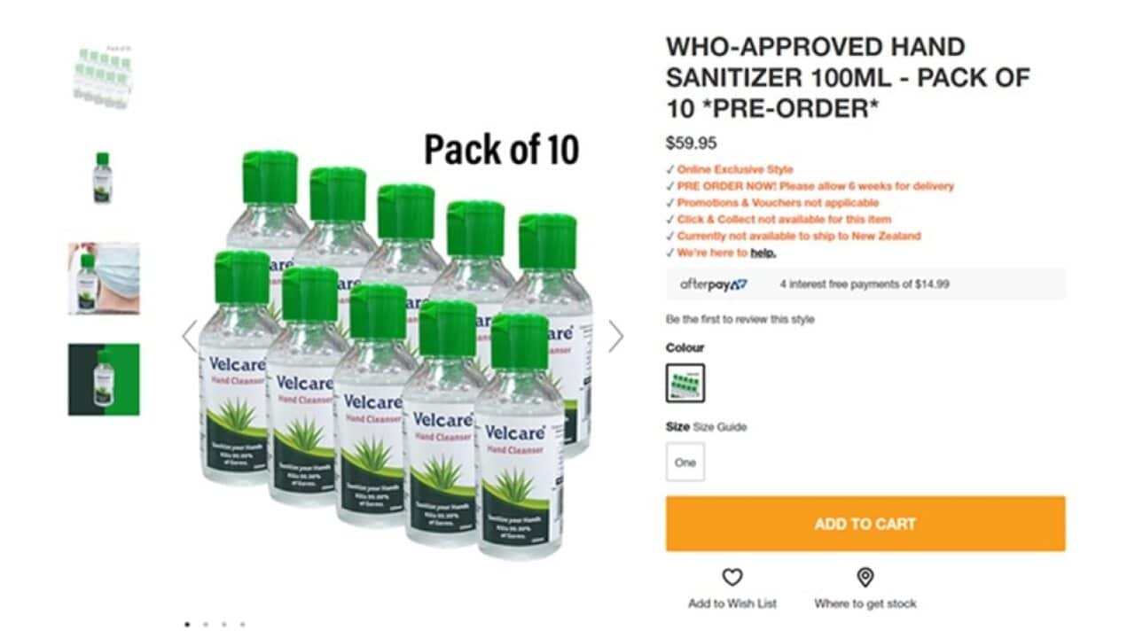 The Velcare hand sanitiser was falsely advertised as being World Health Organization approved.
