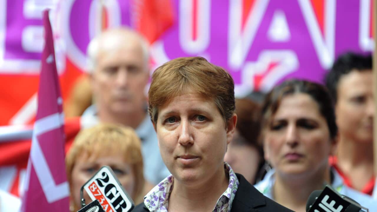Sally McManus holds a press conference
