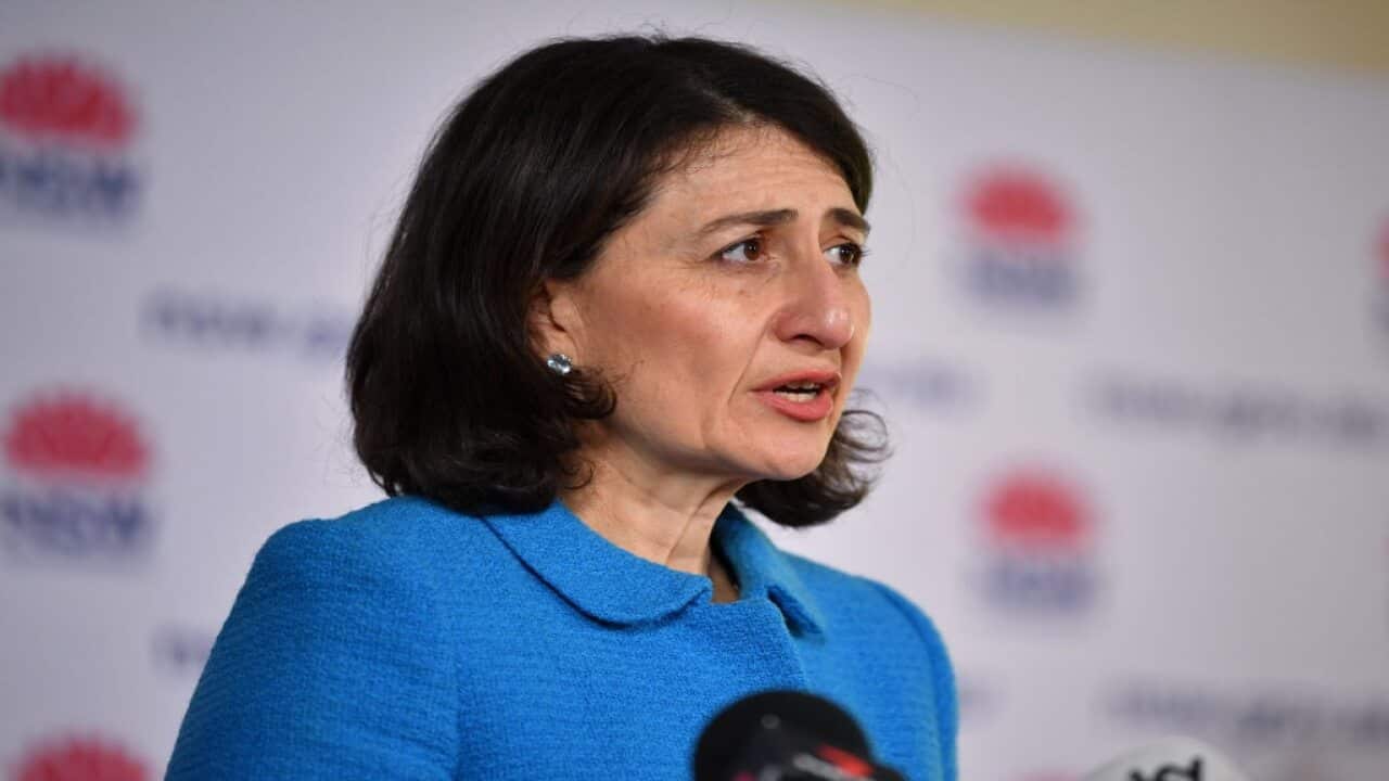NSW Premier Gladys Berejiklian speaks to the media during a press conference in Sydney, Monday, 27 September, 2021.