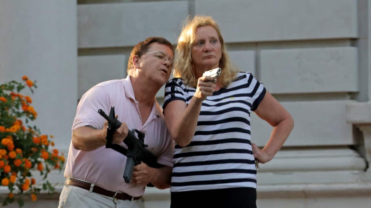 The homeowners said protestors were trespassing on their private property.