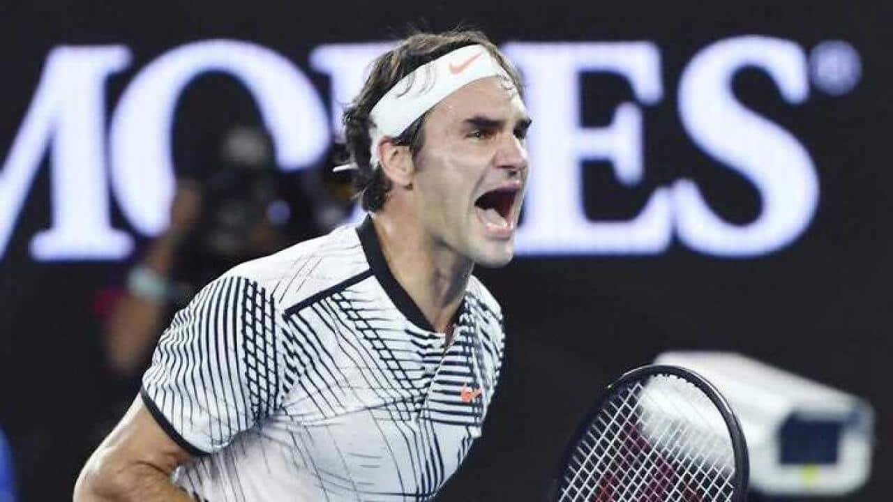 Triumphant Roger Federer