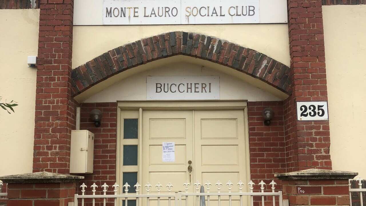 The closed door of an Italo-Australian club in Brunswick, Melbourne