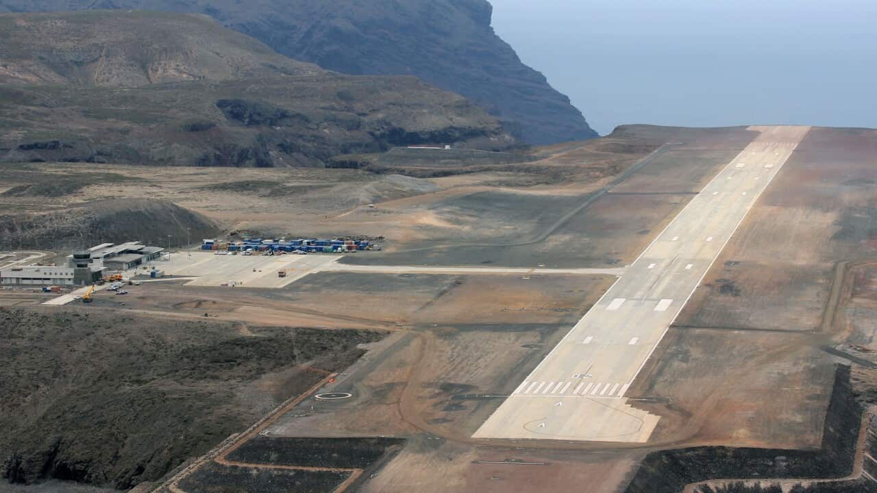 The long-awaited first scheduled airline service to St. Helena has touched down at the new airport in the Atlantic Ocean.