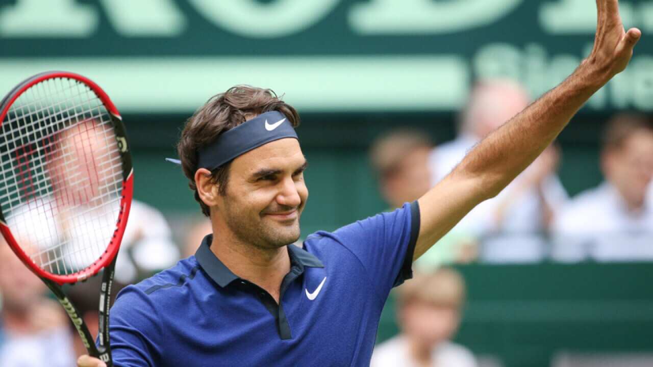 Roger Federer of Switzerland celebrates