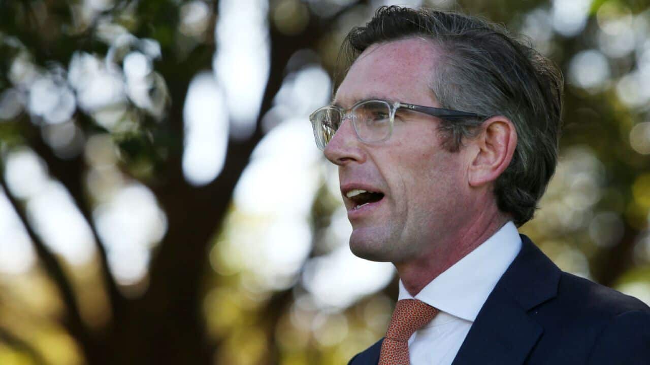 NSW Premier Dominic Perrottet speaks during a press conference at Government House on 6 October, 2021 in Sydney.