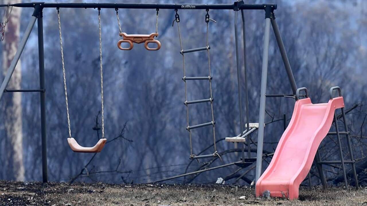 Fire burned playground.