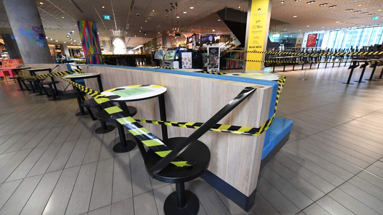 A closed food court.