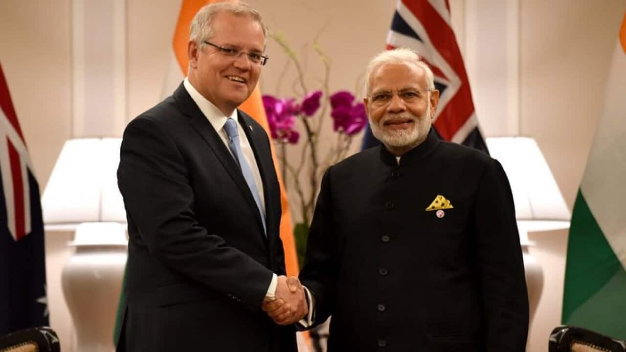 Australian PM Scott Morrison (left) and his Indian counterpart Narendra Modi.