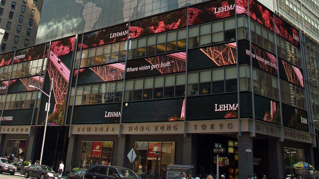 Lehman Brothers headquarters in New York City, one year prior to bankruptcy.