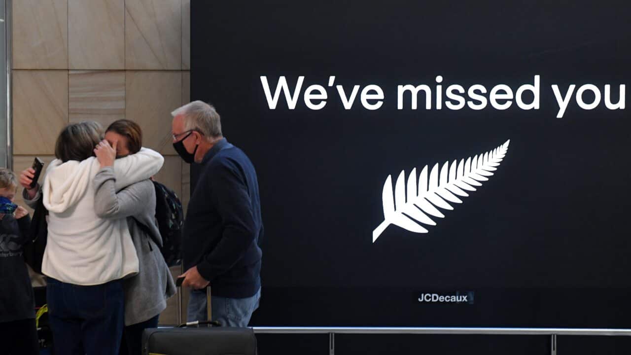 New Zealand travellers at Sydney International Airport, Sydney, Monday, April 19, 2021.