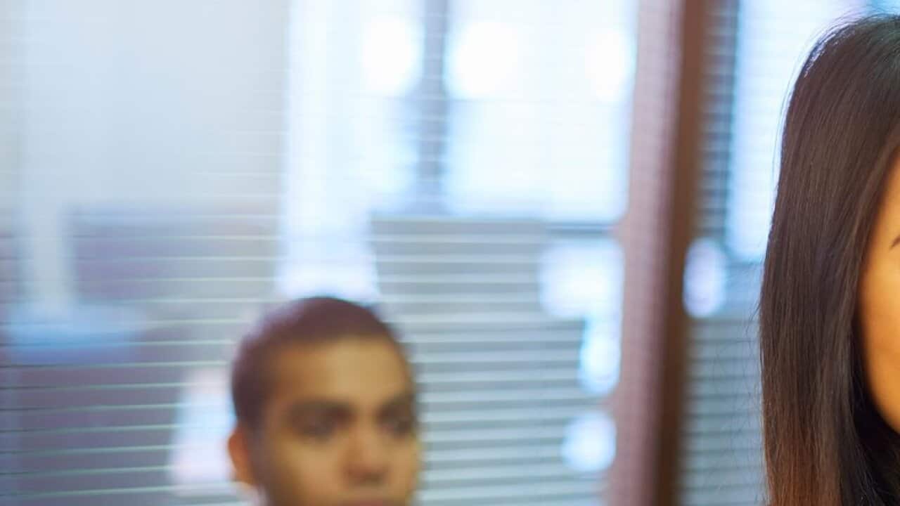 young woman's job interview