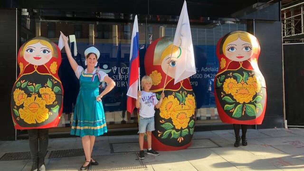 Russian dolls at Australian day march in Adelaide 2018