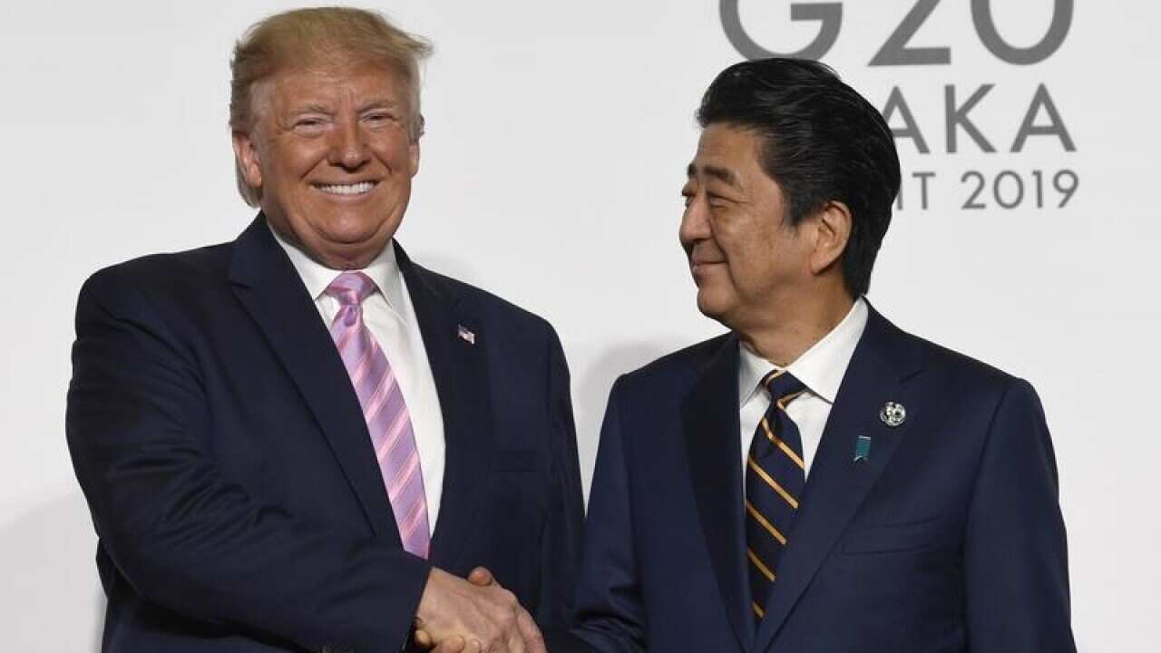 President Donald Trump with Japanese Prime Minister Shinzo Abe