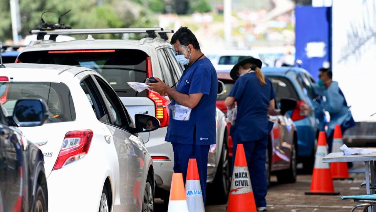 The St Vincent’s Hospital drive-through COVID-19 testing clinic at Bondi Beach in Sydney, Wednesday, 15 December, 2021.