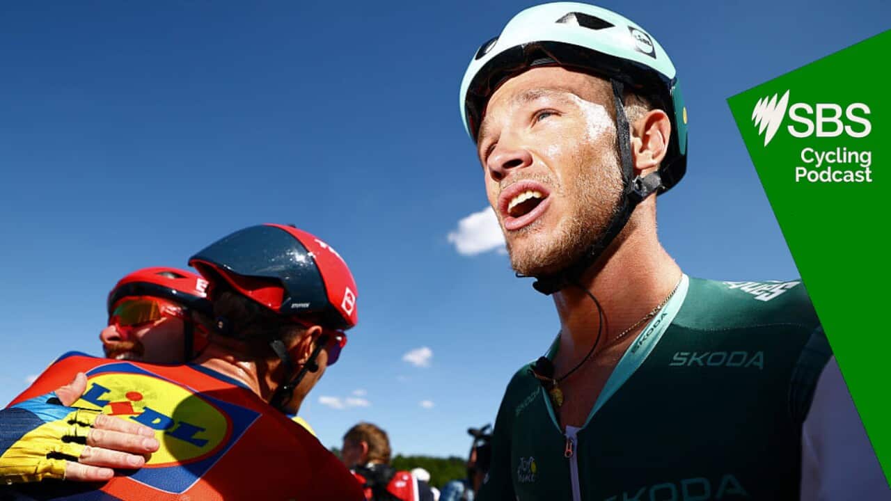 LAVAL, FRANCE - JULY 12: Stage winner Jonathan Milan of Italy and Team Lidl - Trek - Green Sprint Jersey reacts after the 112th Tour de France, Stage 8 a 197km stage from Saint-Meen-le-Grand to Laval (Espace Mayenne) / #UCIWT / on July 12, 2025 in Laval, France. (Photo by Sarah Meyssonnier - Pool/Getty Images)