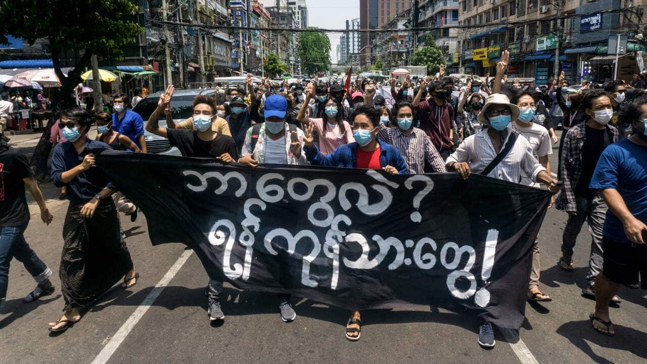 Scattered protests have taken place in Myanmar's big cities after Senior General Min Aung Hlaing reached an agreement at an ASEAN summit.