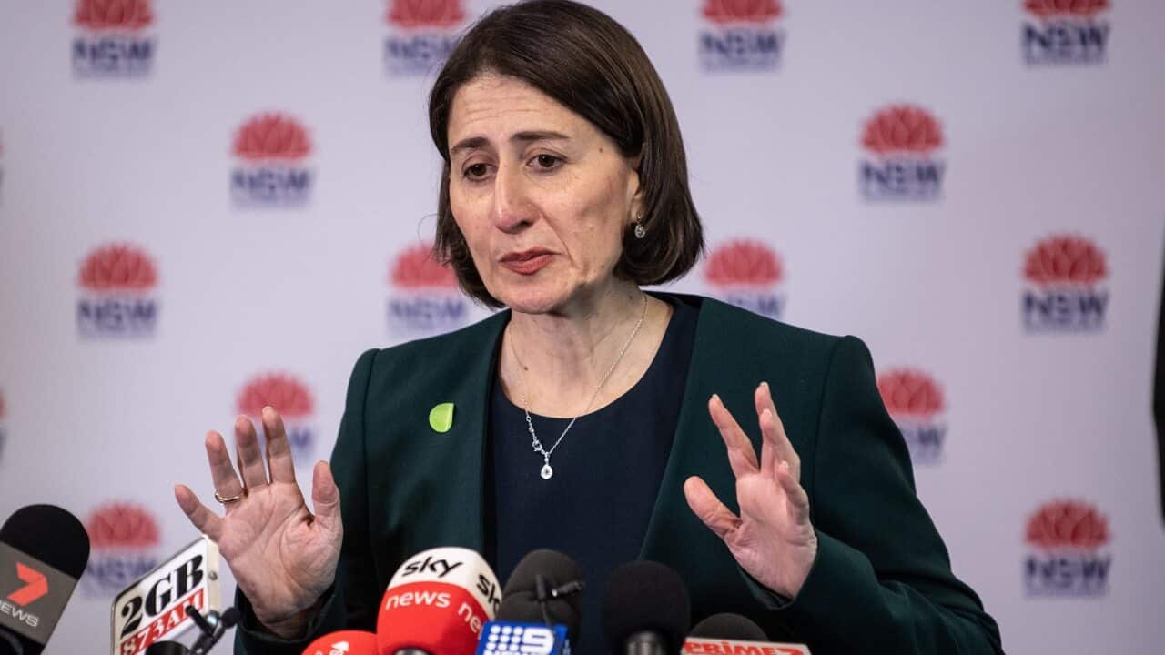 NSW Premier Gladys Berejiklian speaks to the media during a press conference in Sydney