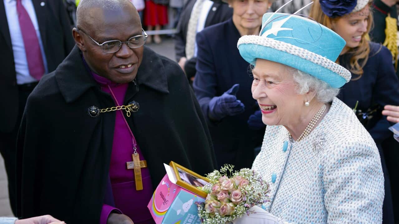 The Queen with the former Archbishop of York, John Sentamu, in 2012