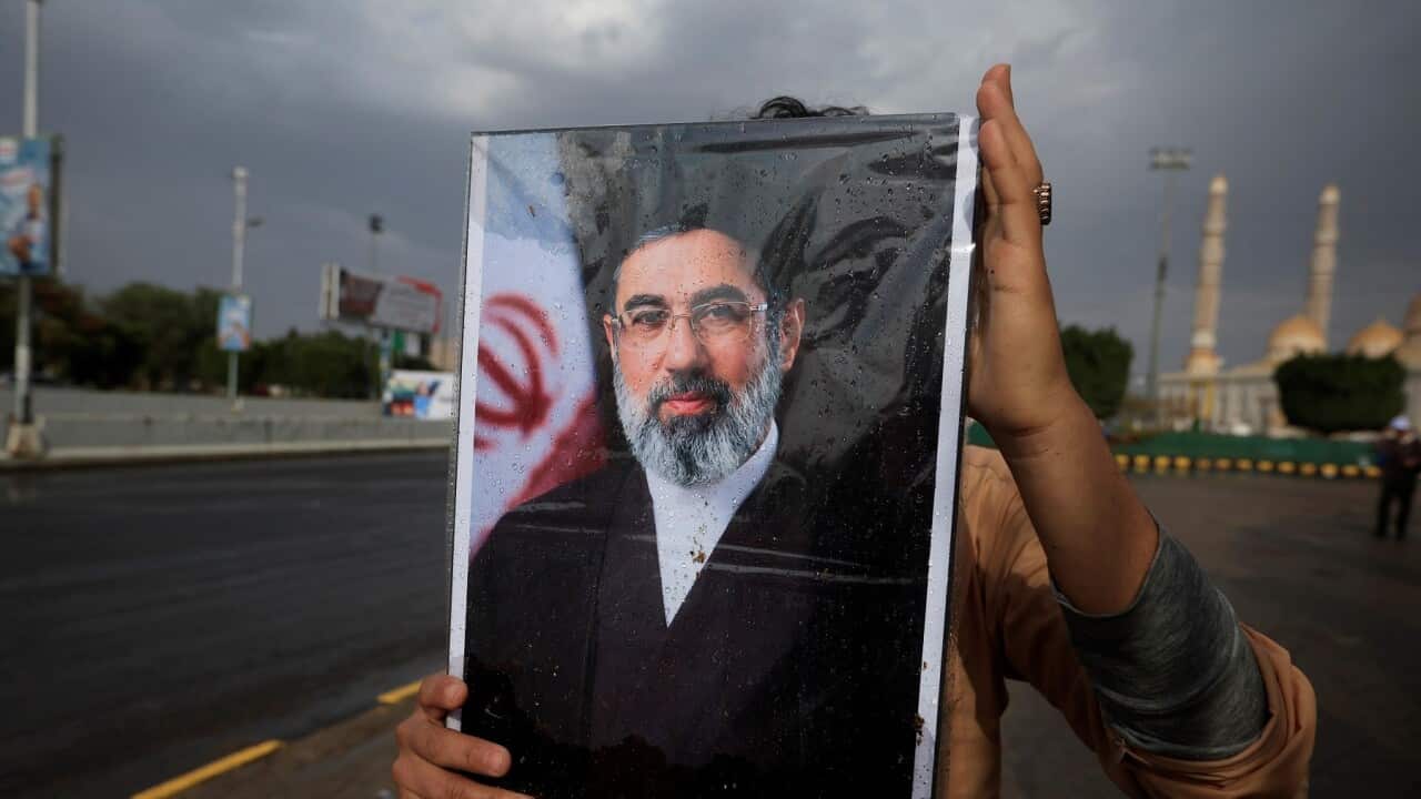 Portraits of Iranian leaders in Sana'a amid US-Israel-Iran conflict