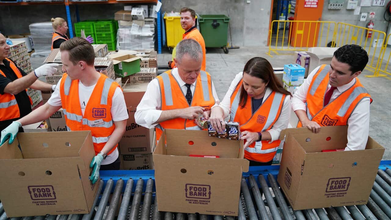 Foodbank boxes are packed in Melbourne