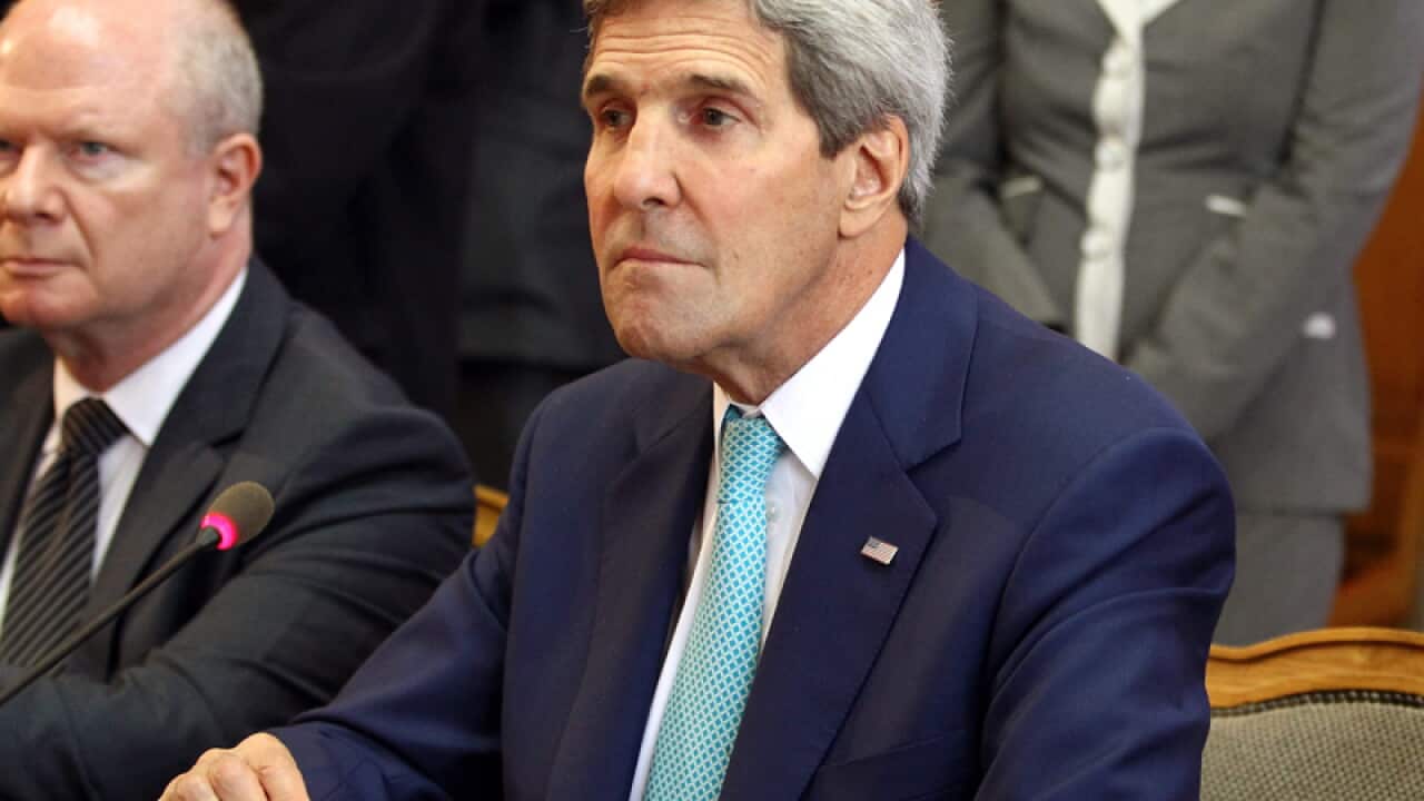 John Kerry at meeting in Cairo.