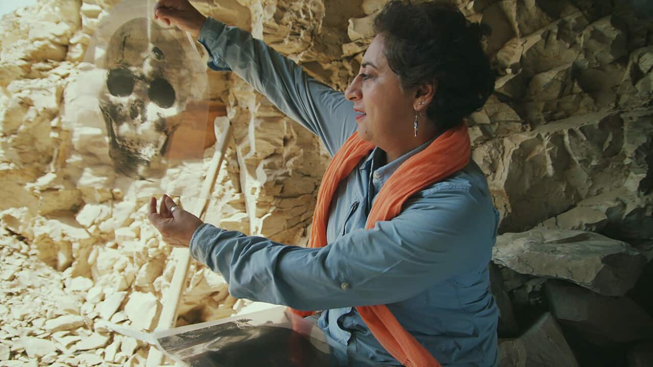 Salima Ikram in the Tomb of the Warriors, Deir el Bahari, Egypt