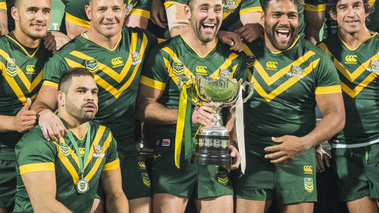 The Australian team celebrate