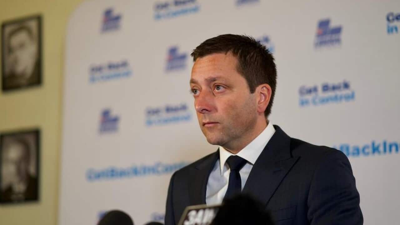 Victorian Opposition Leader Matthew Guy speaks.