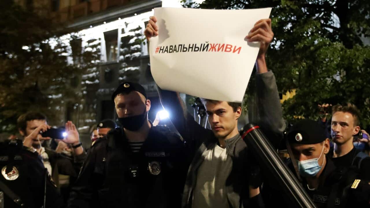 Lone protests in support of opposition activist Alexei Navalny in Moscow