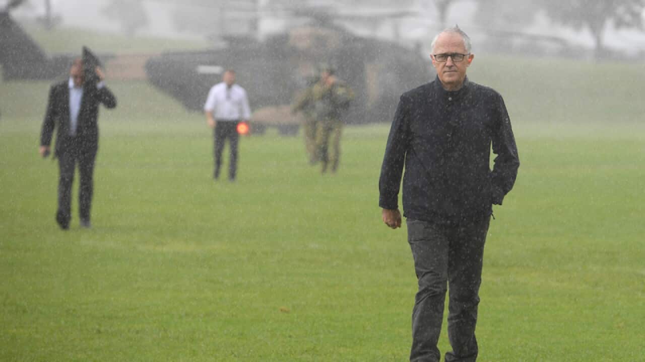 PM Malcolm Turnbull arrives to tour flood affected Lismore