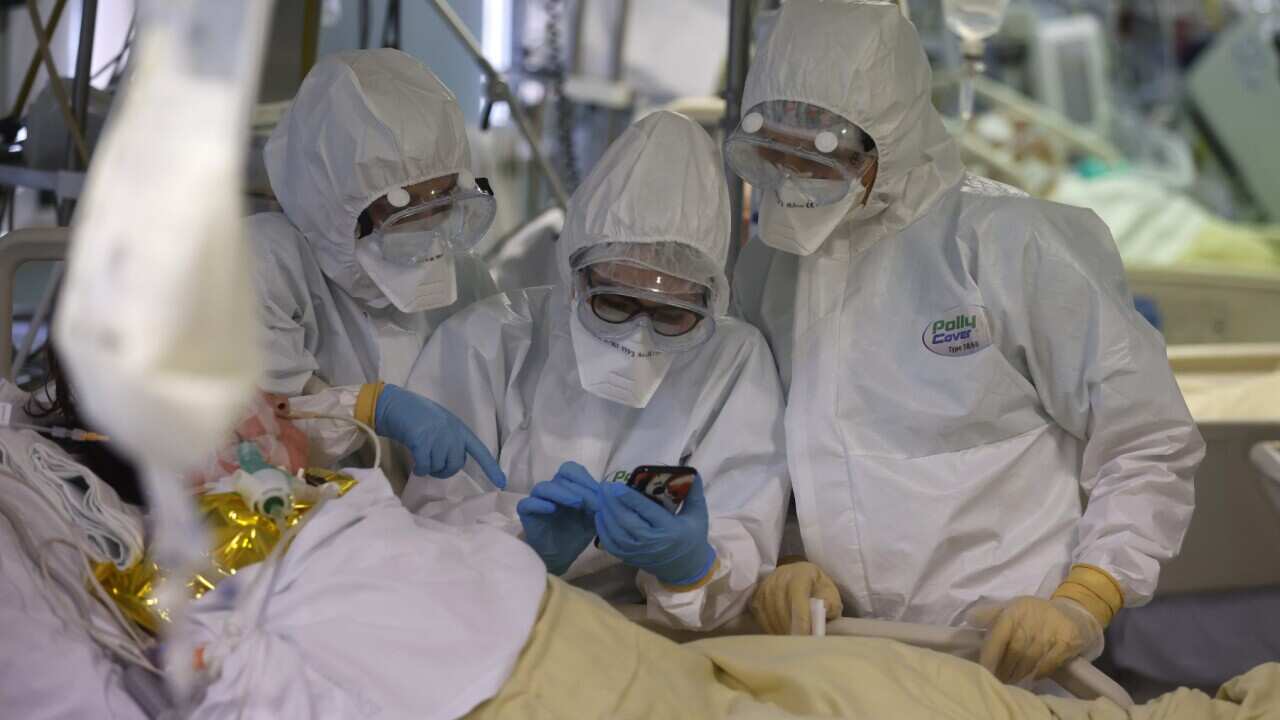 Rome, March 26, 2021. Covid intensive care unit of the San Filippo Neri hospital