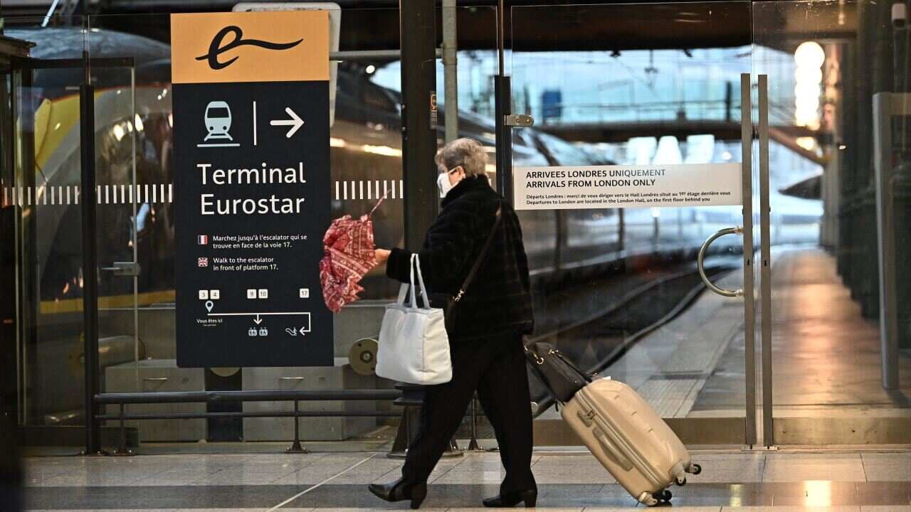 Eurostar train at Gare du Nord in Paris, France.