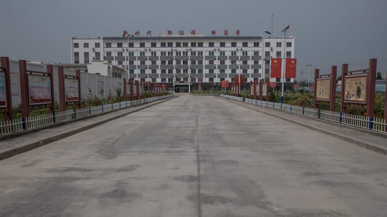 A reeducation camp for ethnic Uighur in Hotan, in China's Xinjiang province in August 2019. (Gilles Sabri/The New York Times)