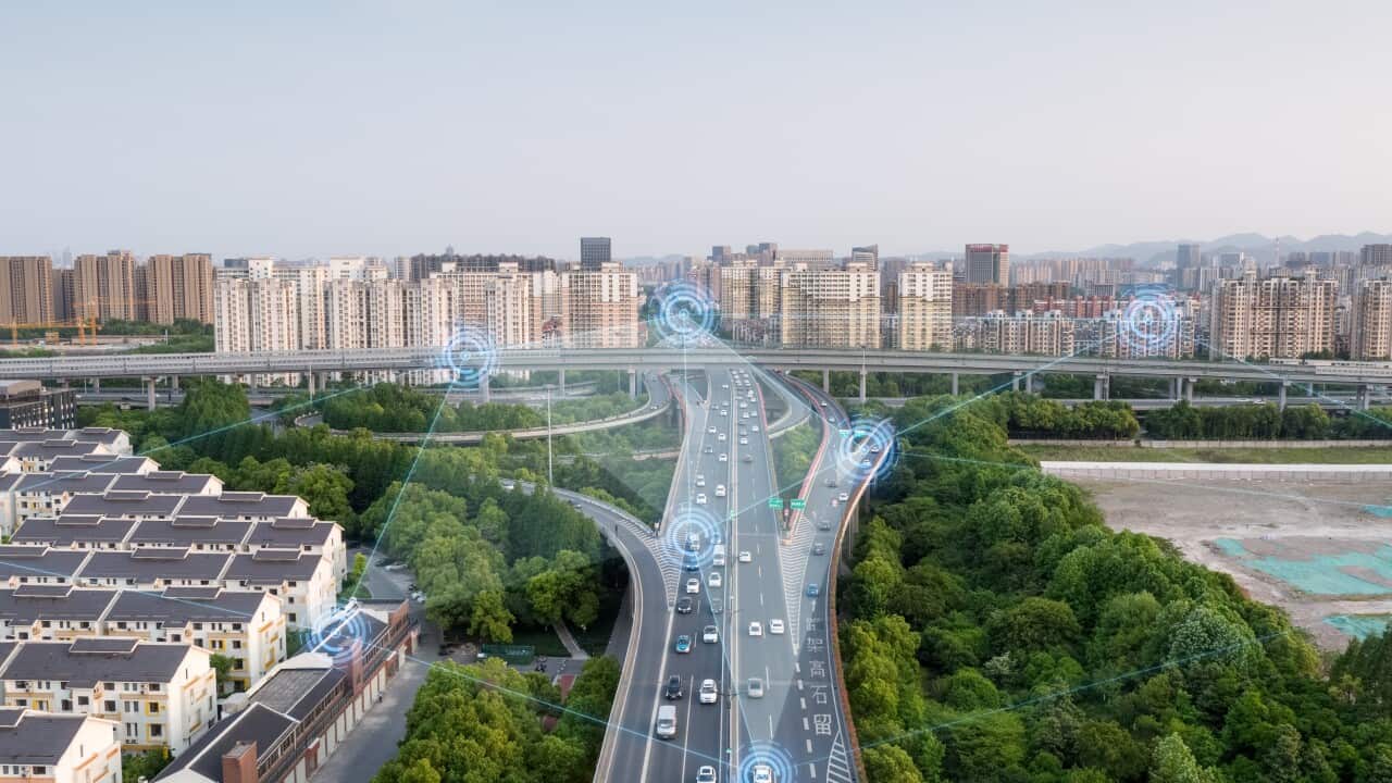 smart transportation with Motorway intersection