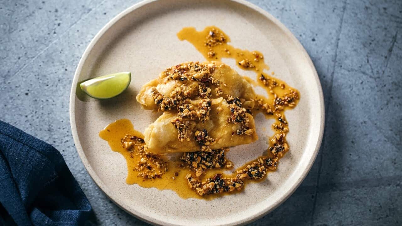 Swordfish machaca quesadillas with salsa macha