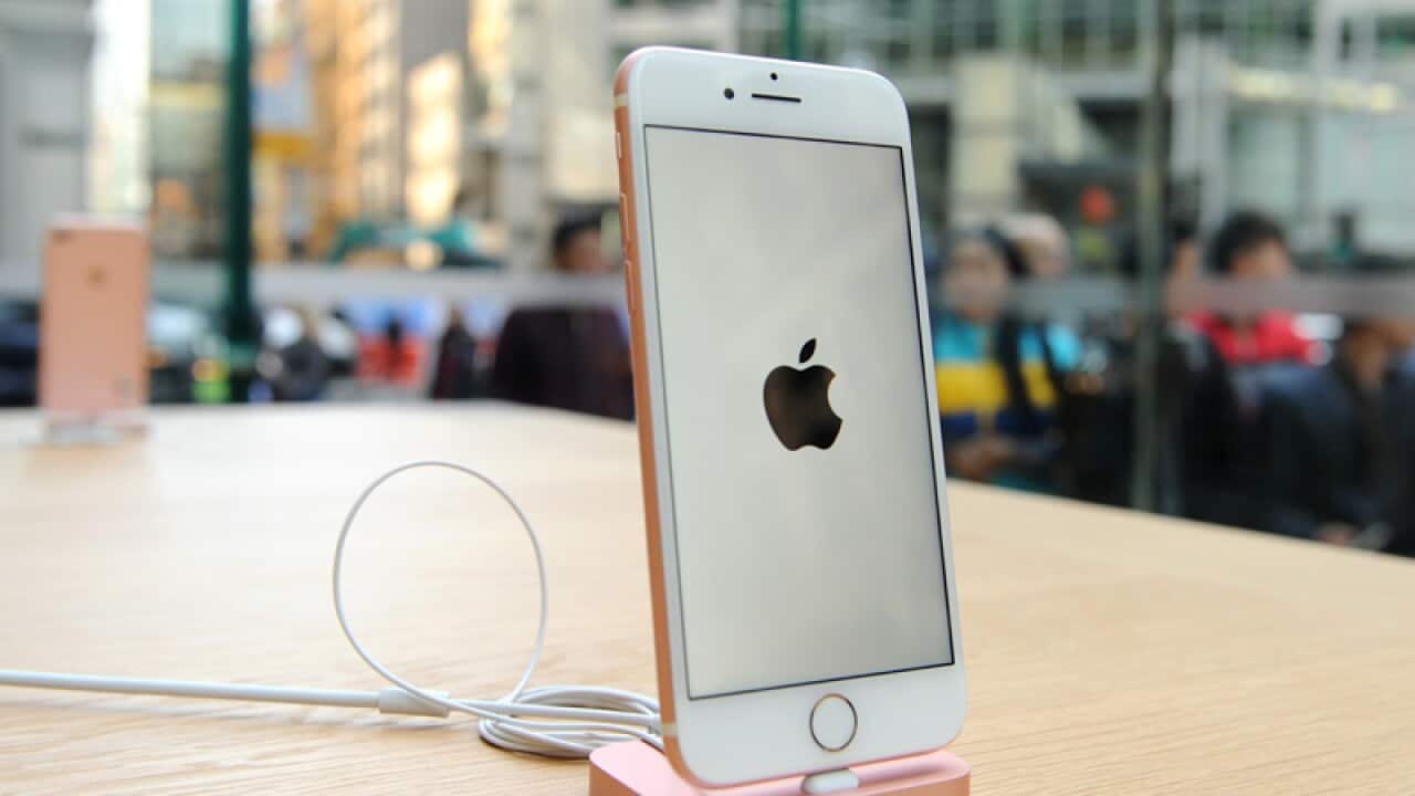 A new iPhone 7 smartphone on display at the Apple Store in Sydney