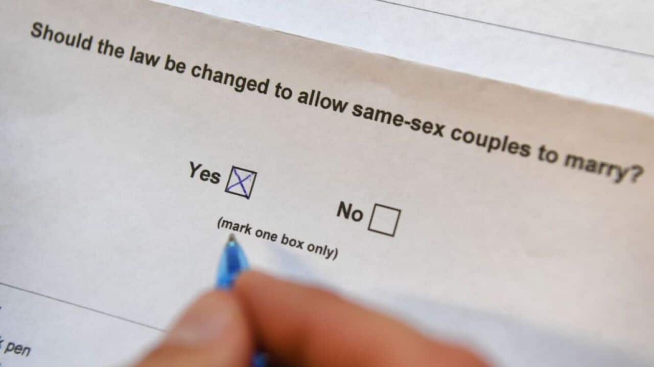 A photo taken in Sydney shows the voting form in the contentious postal survey on same-sex marriage.