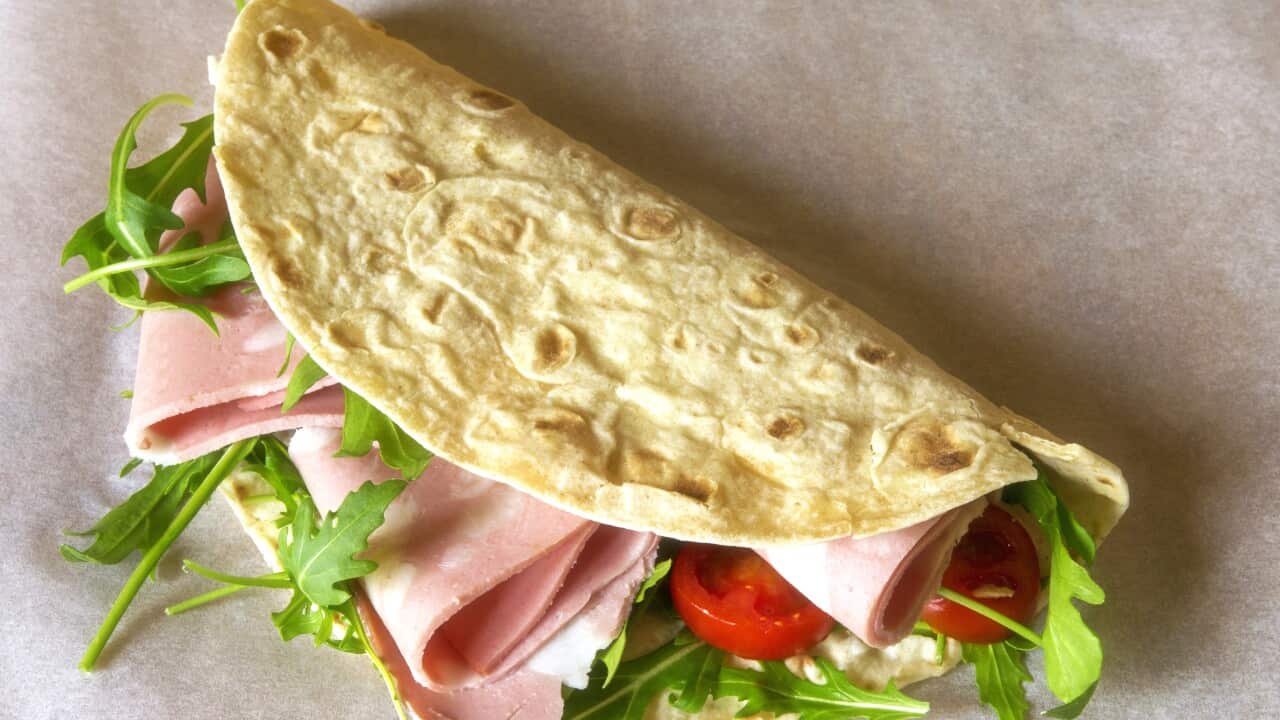 Traditional Italian piadina