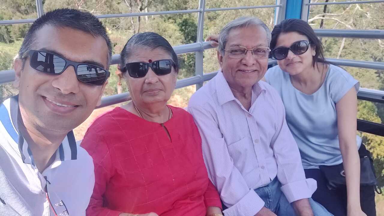 Hemansu Kularia with his parents