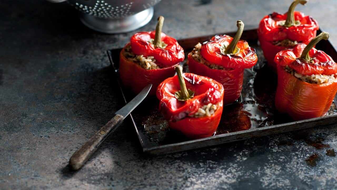 Stuffed red capsicum