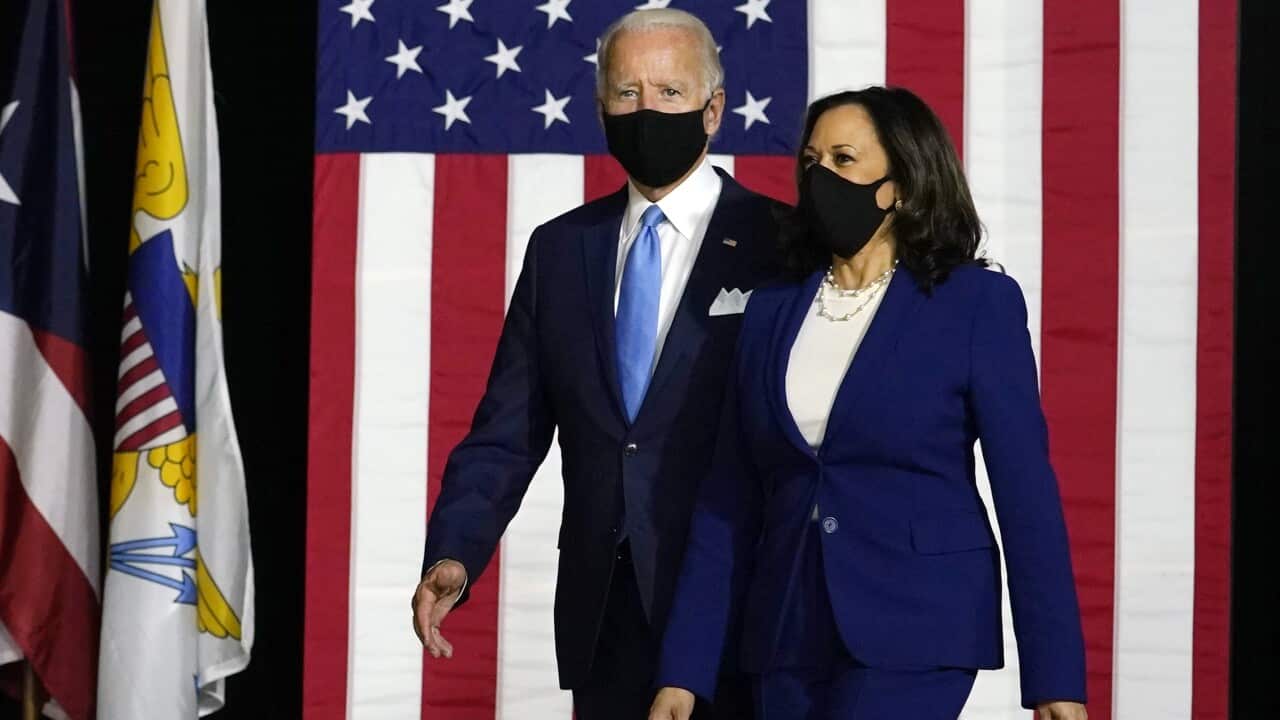 Democratic presidential candidate former Vice President Joe Biden and his running mate Kamala Harris.