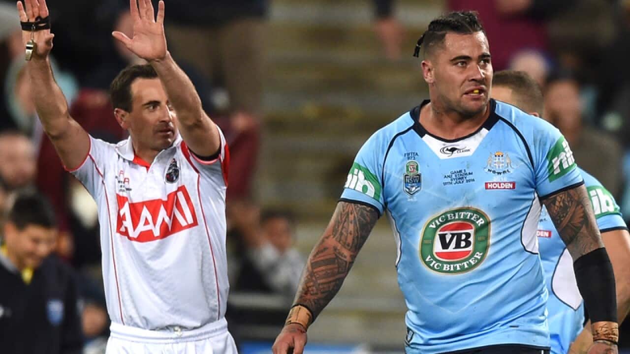 Andrew Fifita of the Blues is sent to the sin bin