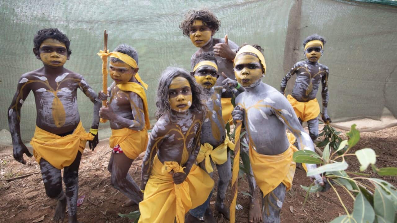 Gamatj kids at the opening ceremony to Garma