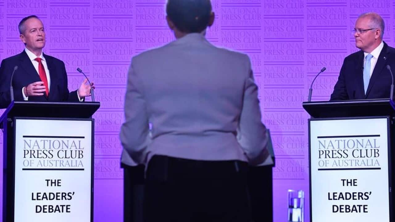 Bill Shorten and Scott Morrison during the third Leaders Debate.