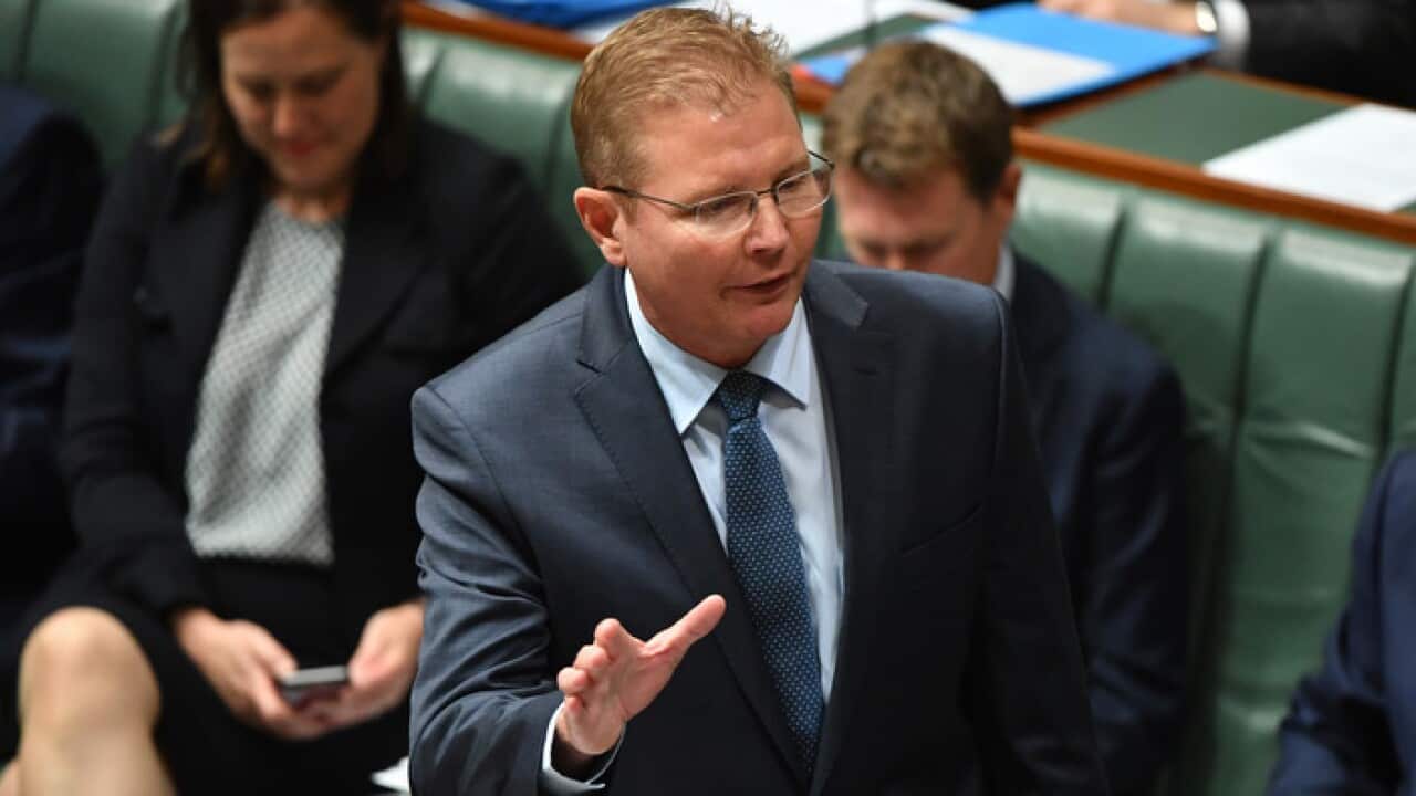 Minister for Small Business Craig Laundy during Question Time in the House of Representatives at Parliament House in Canberra, Monday, February 26, 2018. (AAP Image/Mick Tsikas) NO ARCHIVING