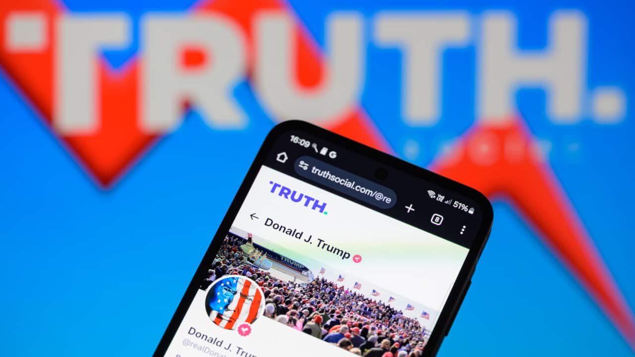 Donald Trump's Truth Social page in light of his recent banning of US journalists from the White House - AAP