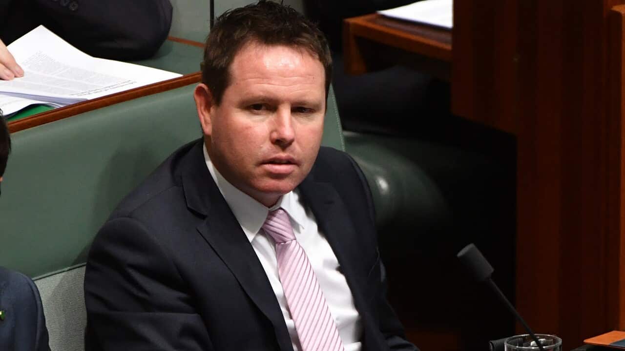 Nationals Member for Mallee Andrew Broad during Question Time in the House of Representatives at Parliament House in Canberra.