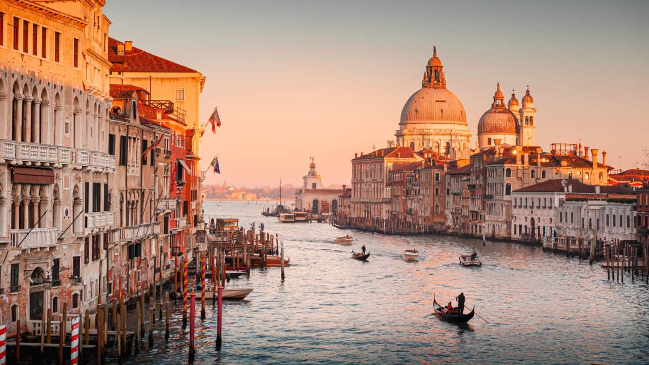 Grand Canal and Basilica Santa Maria della Salute in Venice, Italy
