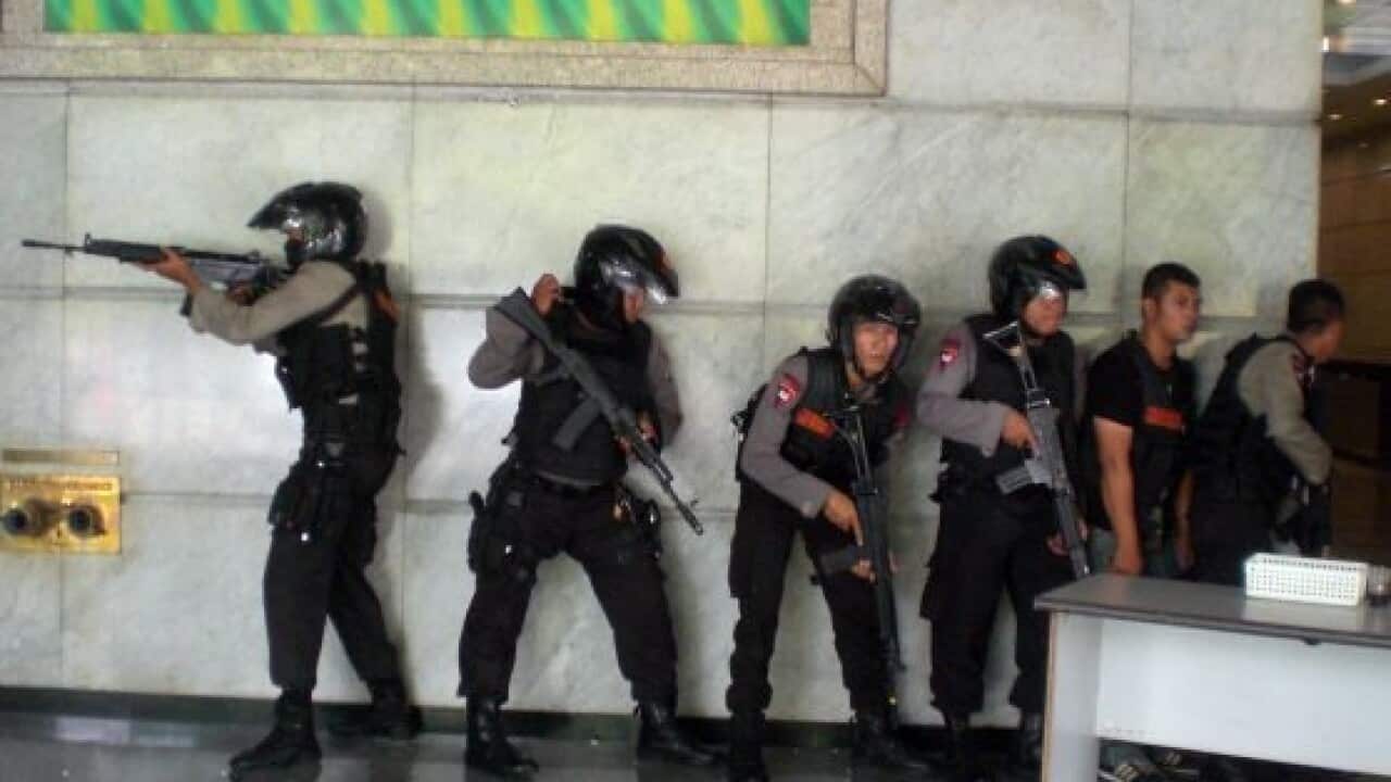 Indonesian anti-terror police in Jakarta